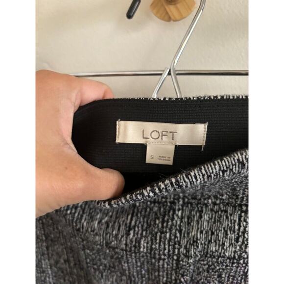 Loft Skirt Women's Small Black Gray Plaid Mini High Rise Elastic Waist - Picture 2 of 6